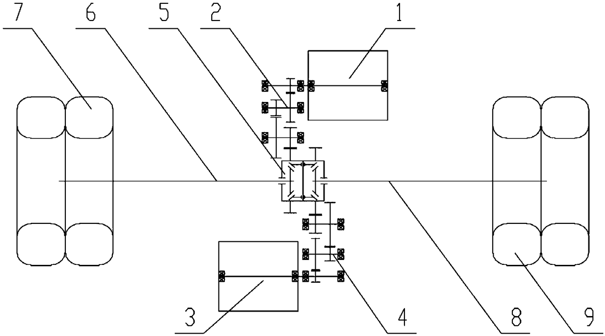 Central integrated electric drive axle assembly with two motors and two speed reducers