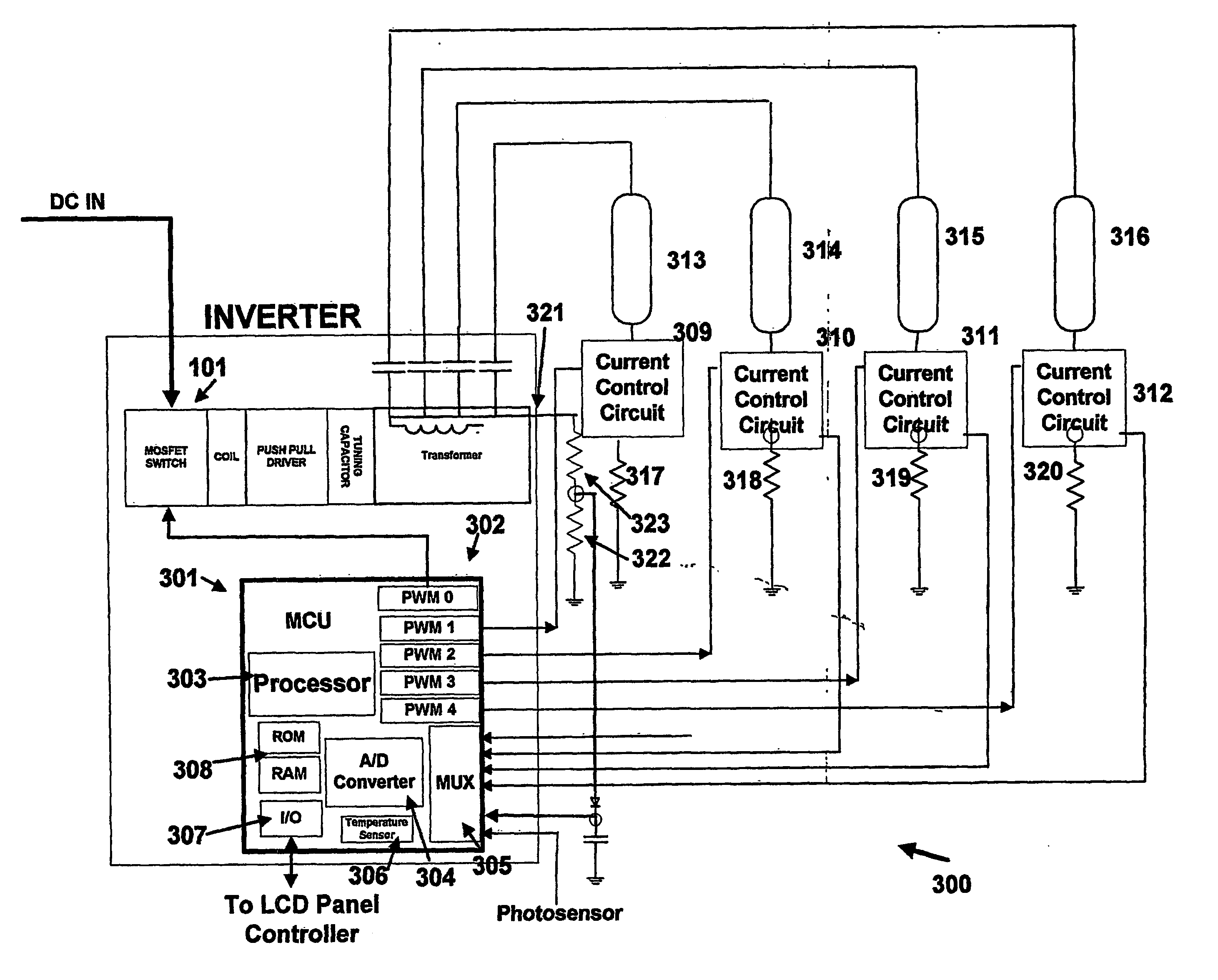 Digital control system for lcd backlights