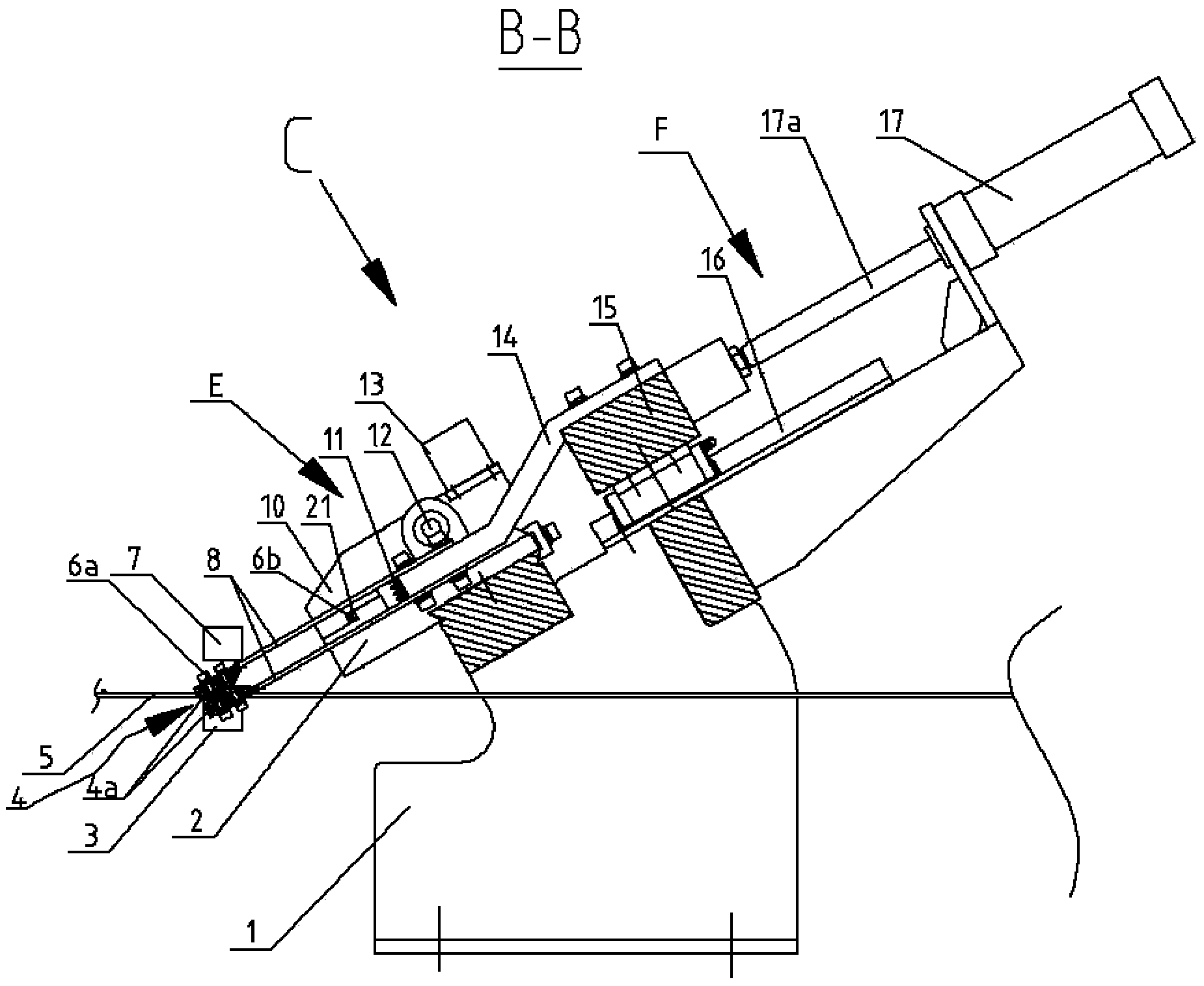 Novel transverse bar blanking mechanism of reinforcing mesh welding production line