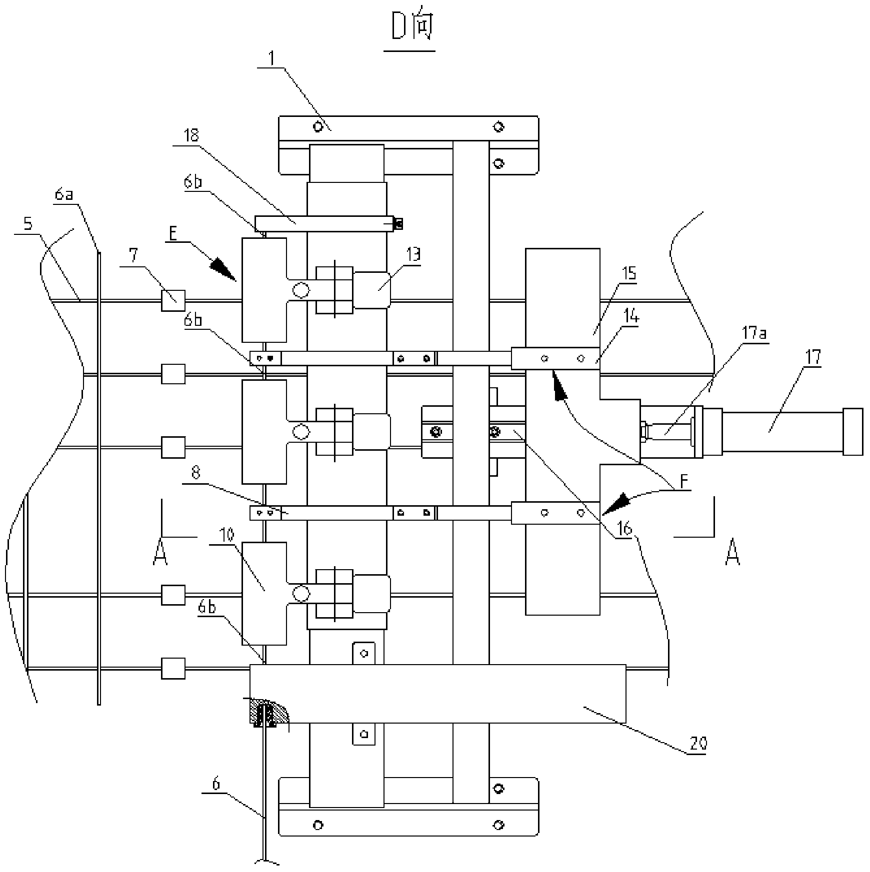 Novel transverse bar blanking mechanism of reinforcing mesh welding production line