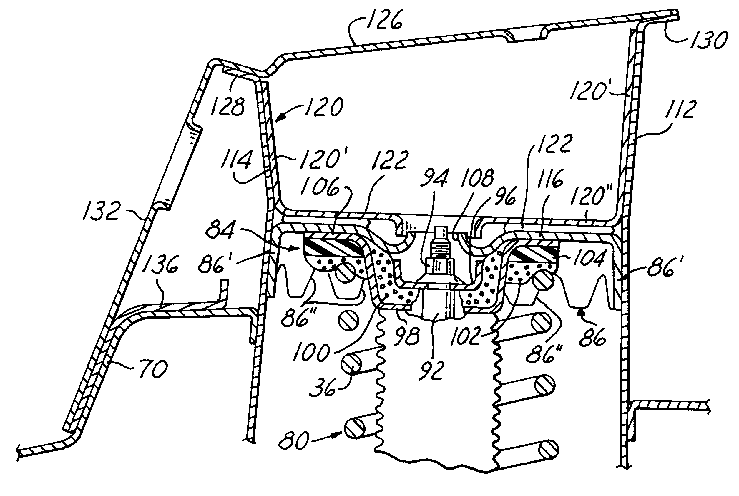 Isolated support for a rear suspension component 1