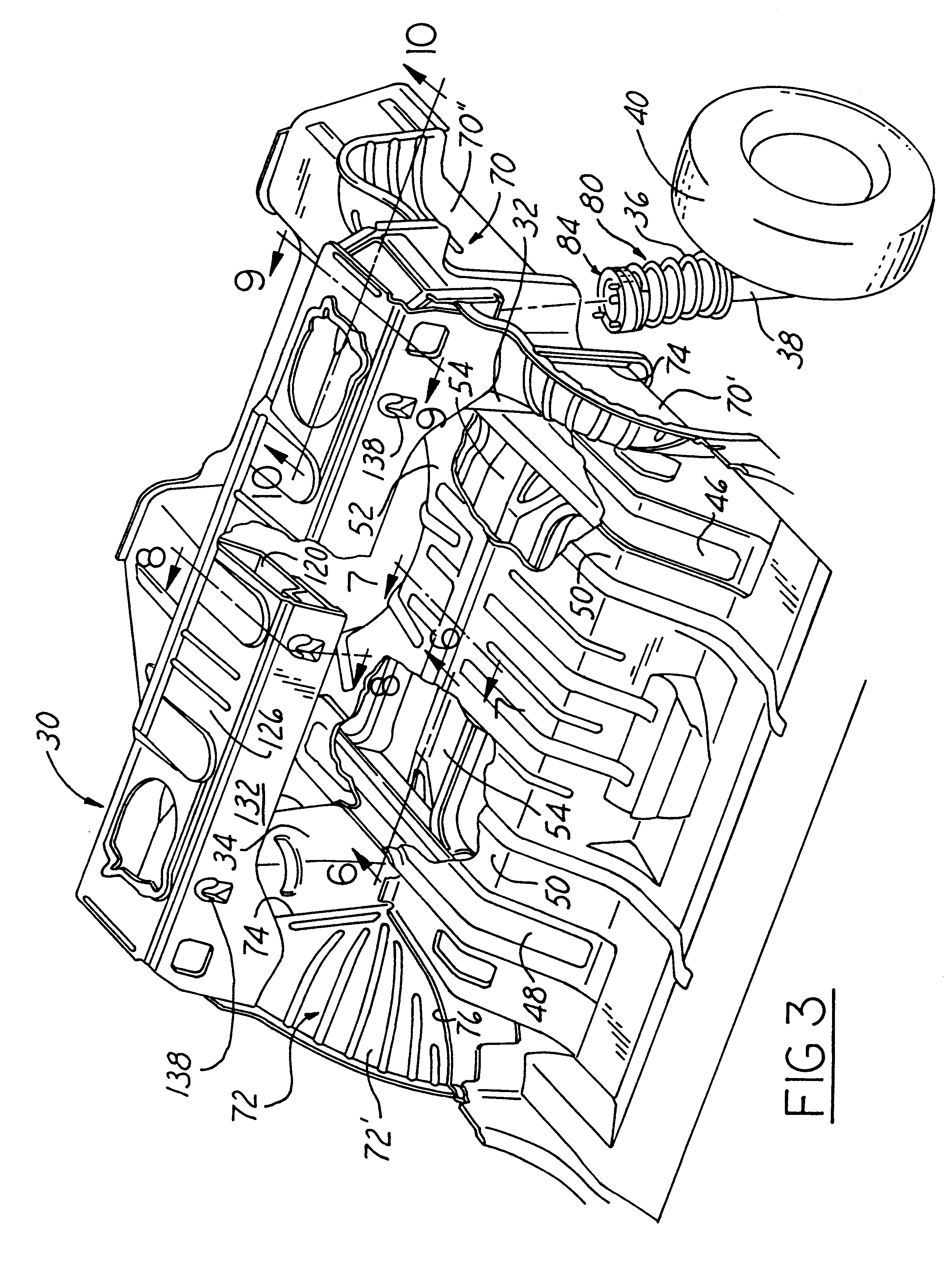 Isolated support for a rear suspension component 1