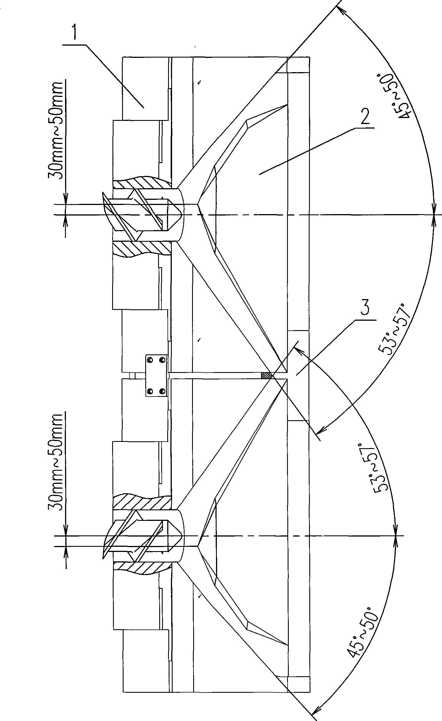 Unsymmetrical compound machine heads of passageway of wide rubber sheet extruder