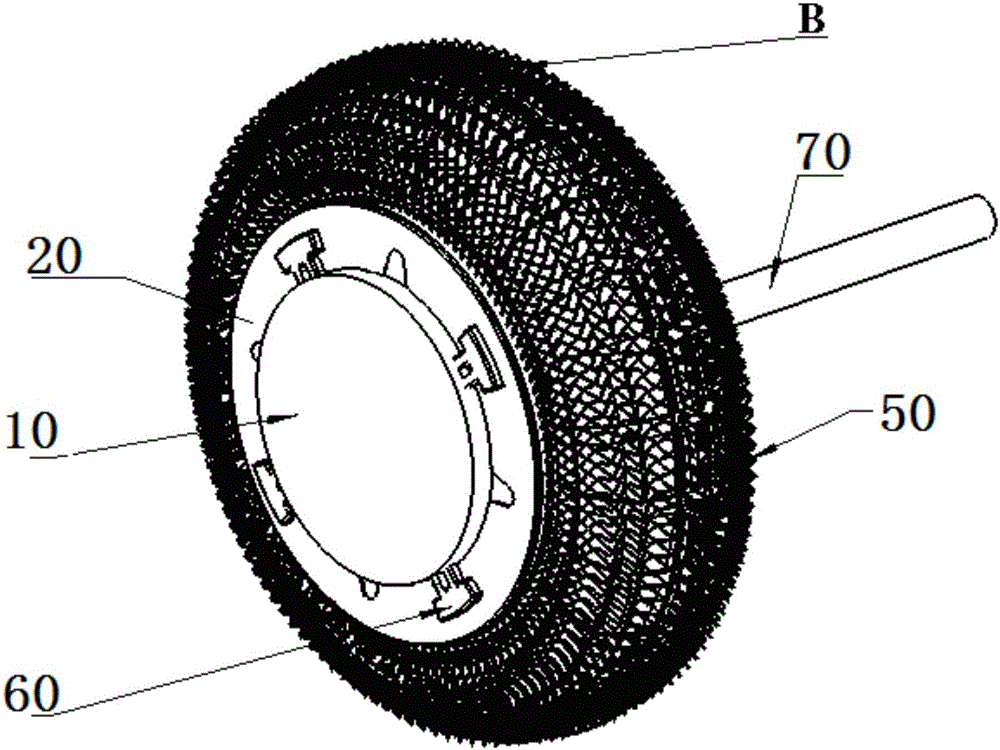 Elastic screen mesh lunar vehicle wheel