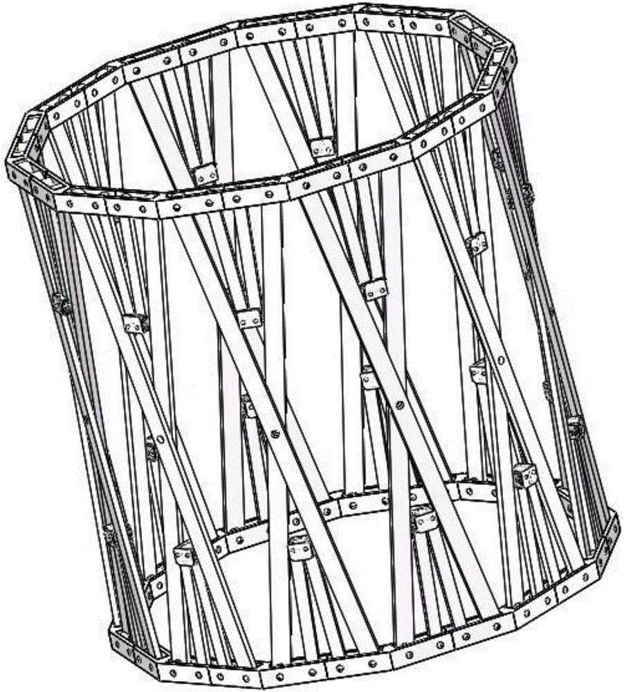 Expandable antenna mechanism of torsion spring driven shears-fork annular truss