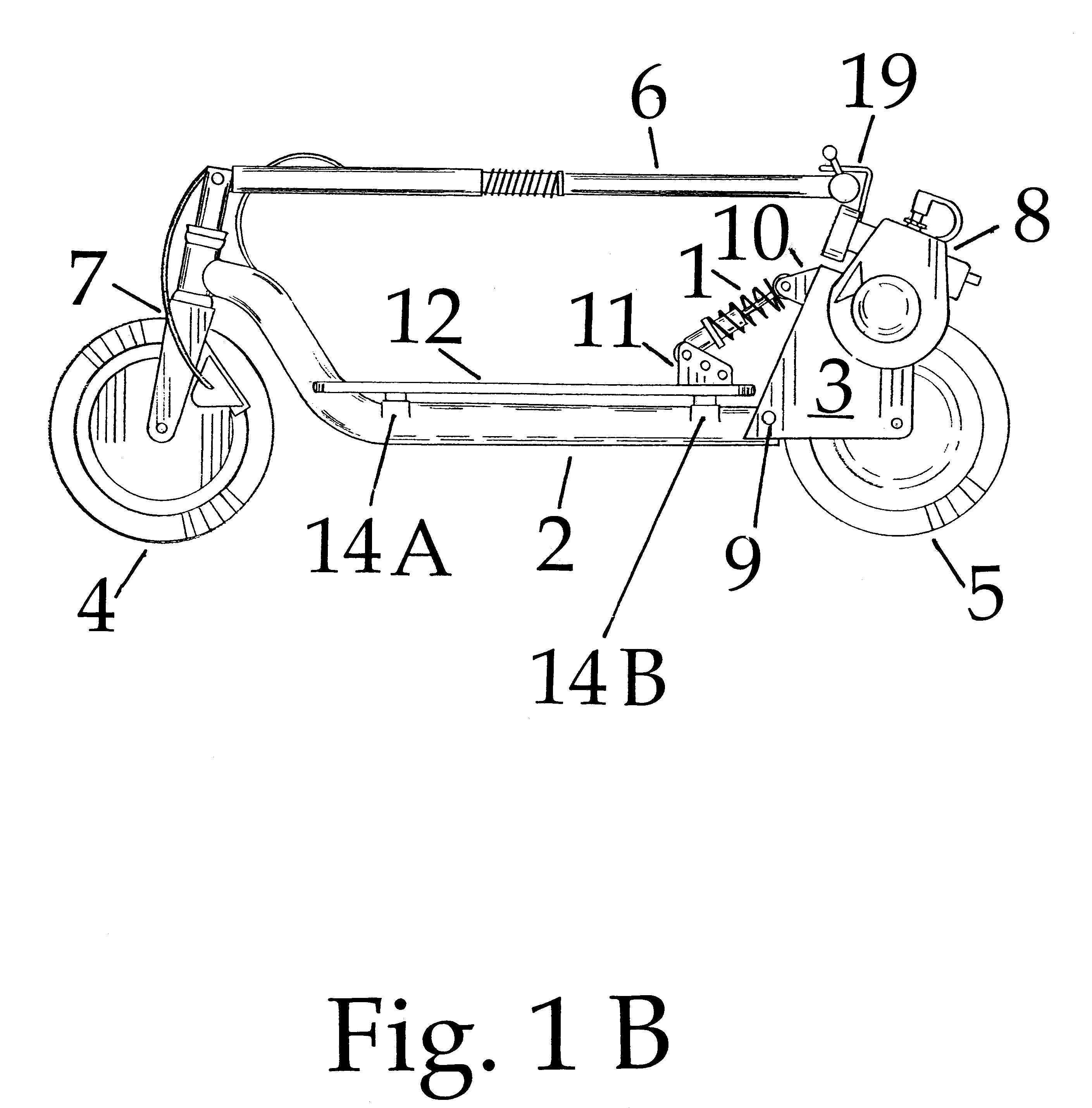 Pivoting frame suspension scooter