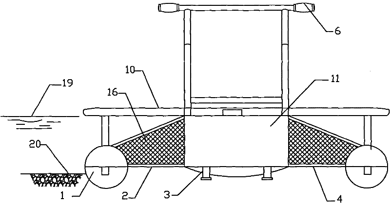 Floating barrel duckbilled lotus root digging machine