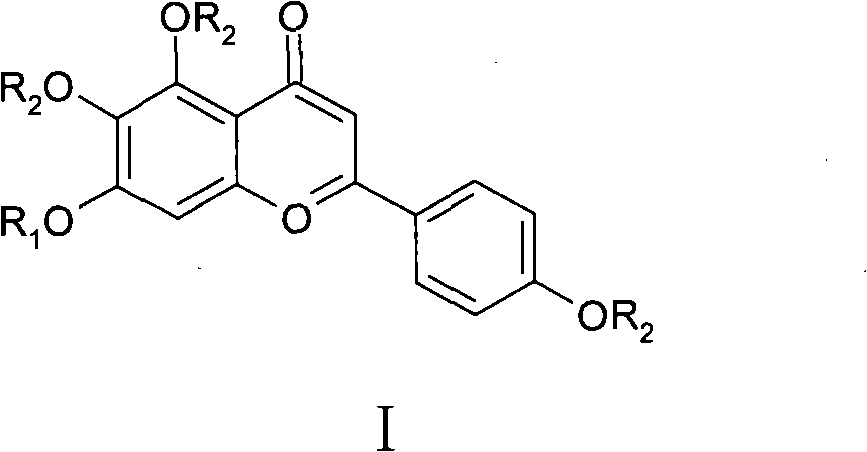 Application of 5,6,7,4'-tetrahydroxy flavone and derivatives thereof in preparation of drugs for preventing and treating hyperuricemia and gout