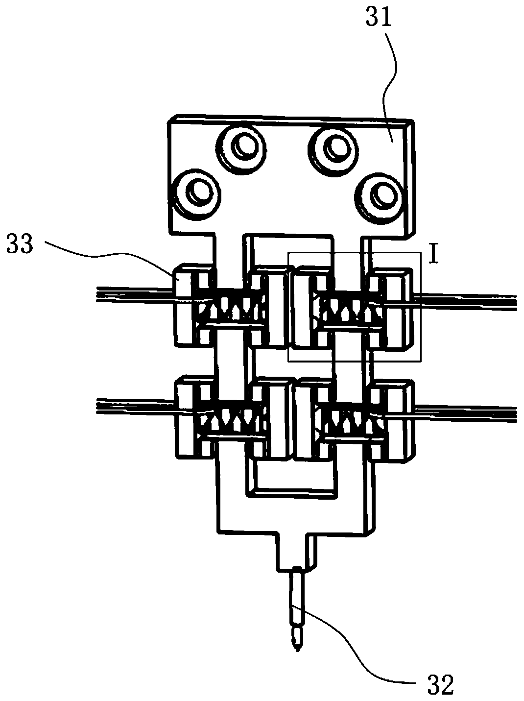 Honeycomb amplification type fiber push-out device and working method thereof