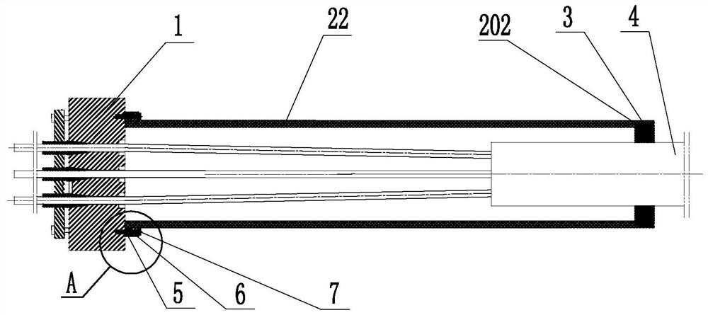 Prestress inhaul cable anchorage device with elastic sealing cylinder