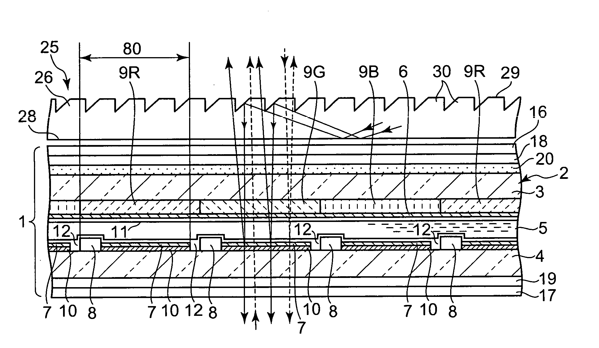 Liquid crystal display device viewable from both surfaces and portable apparatus using same