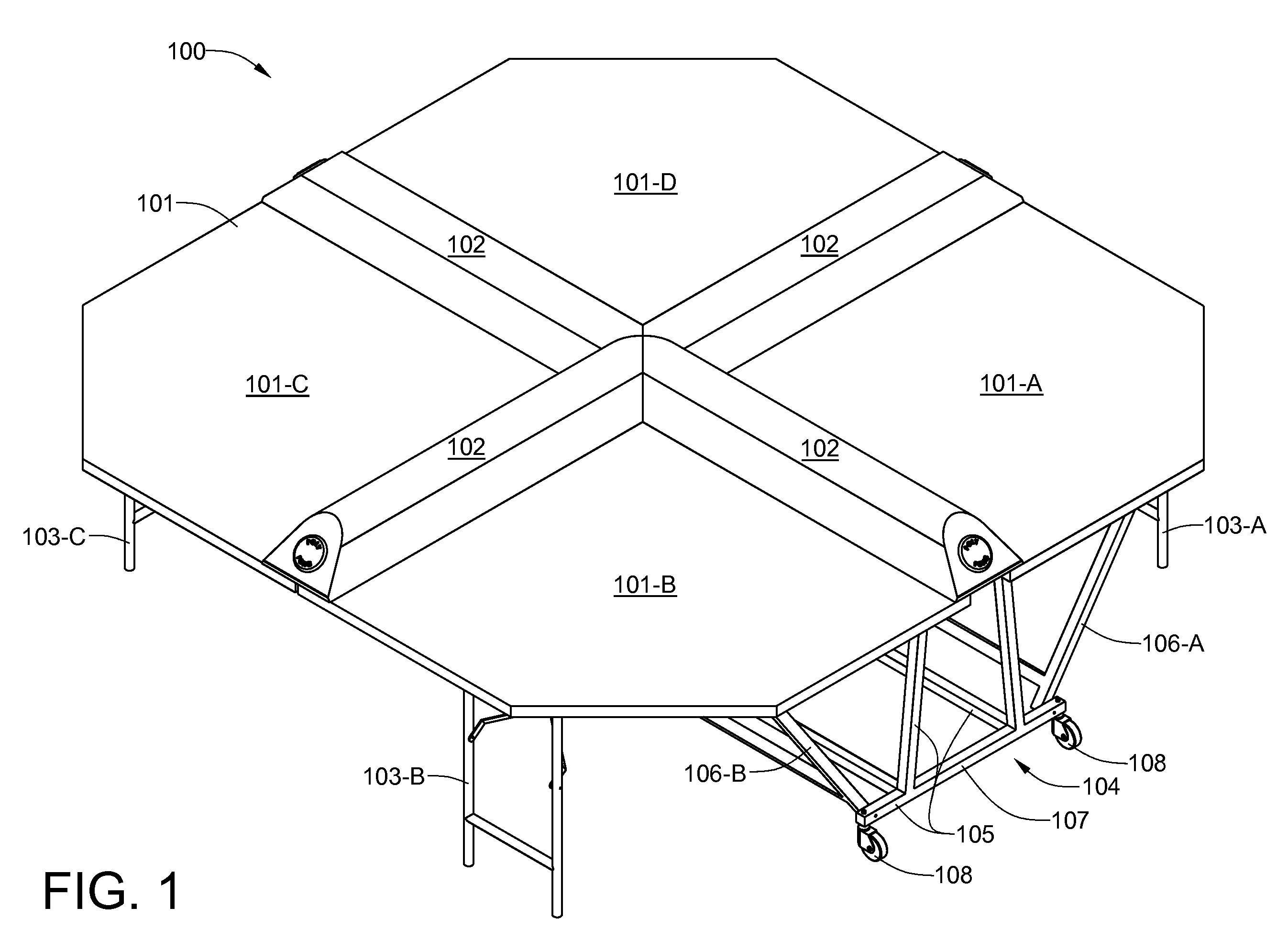 Table tennis game having a playing surface divided into multiple independent playing stations by intersecting rigid barriers