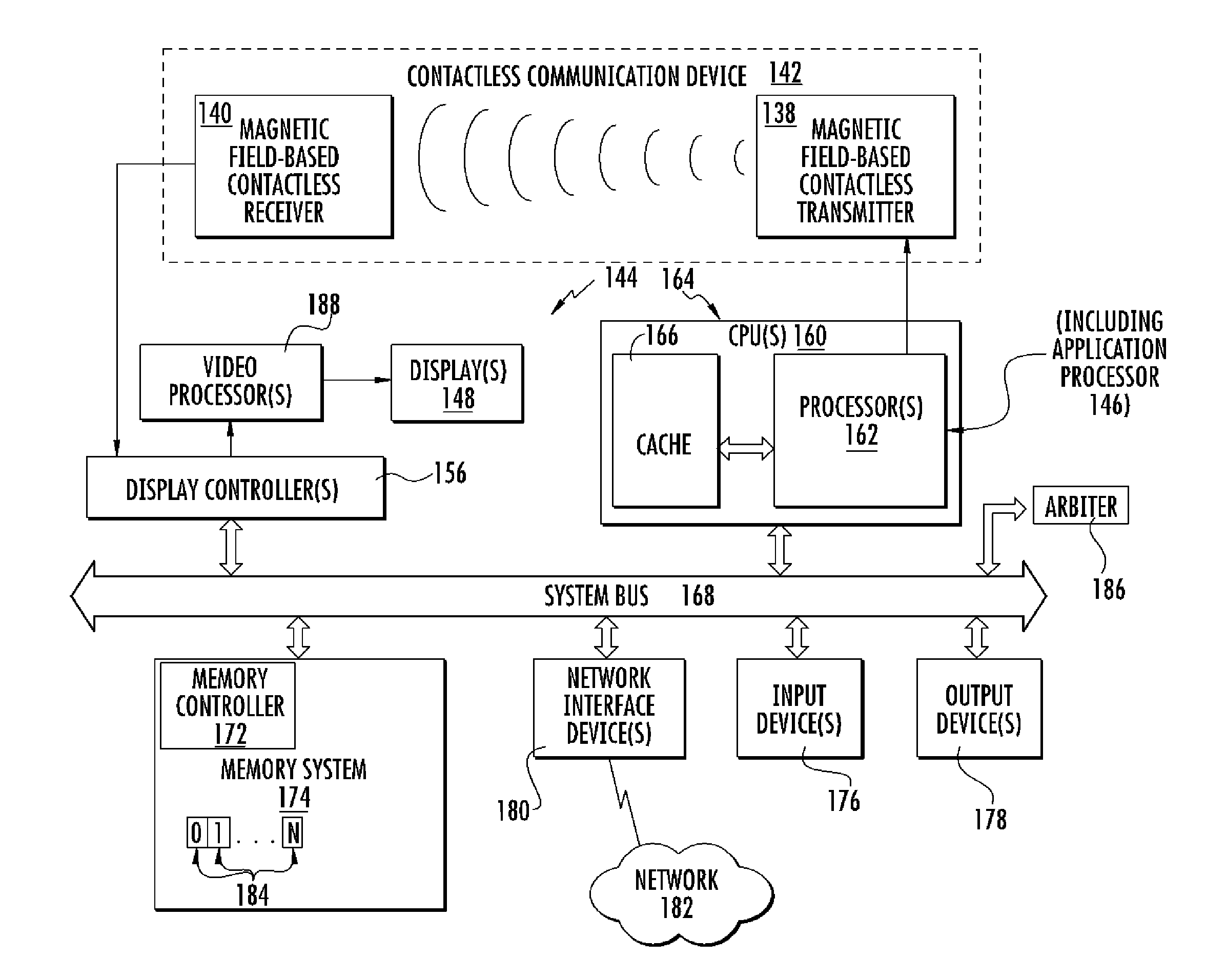 Contactless data communication using in-plane magnetic fields, and related systems and methods