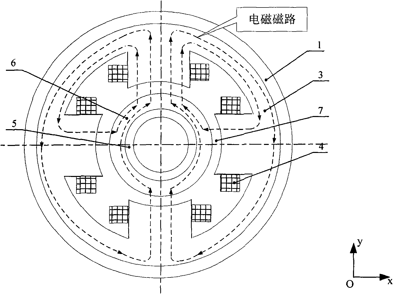 Inner rotor permanent magnet biased radial magnetic bearing with double permanent magnets