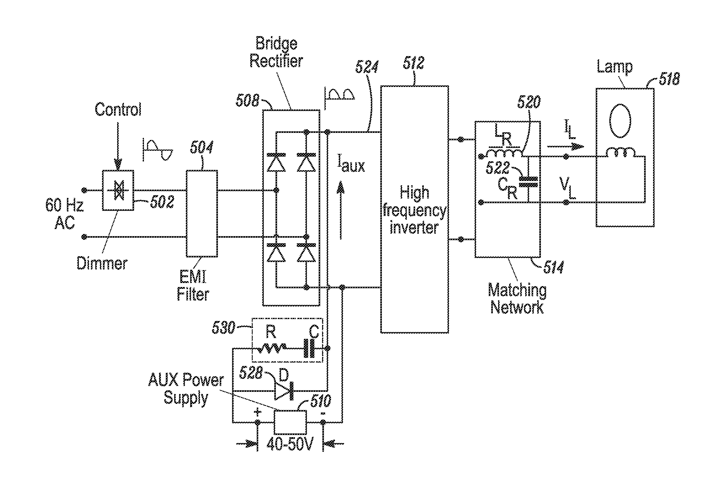 High frequency induction RF fluorescent lamp with reduced electromagnetic interference