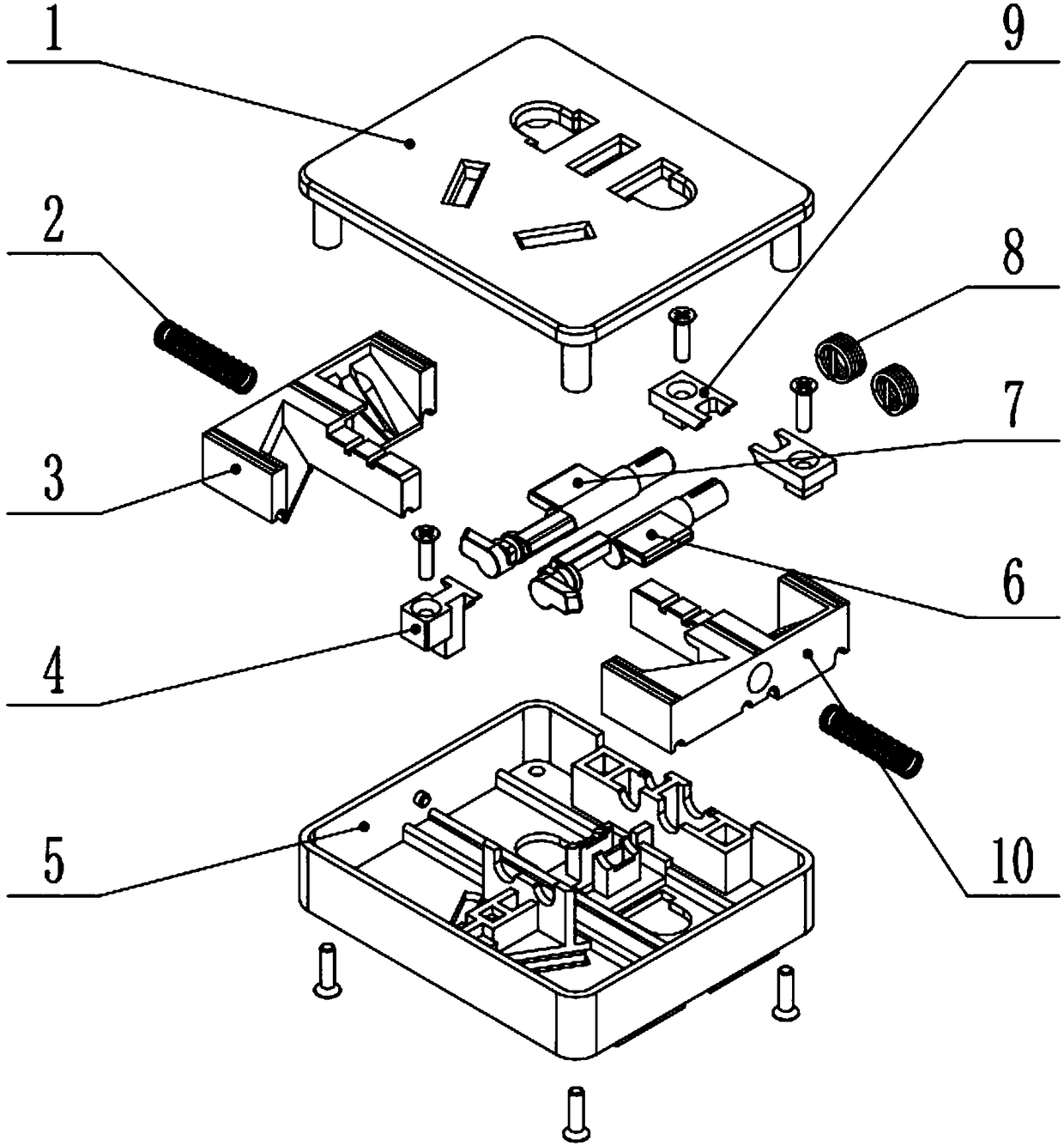 A double self-locking safety door device and a power socket using the safety door device