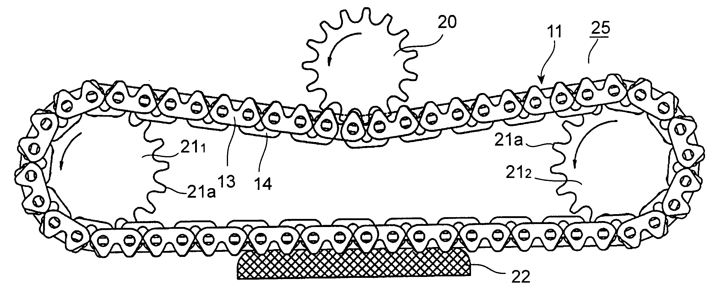 Double-face driving silent chain and silent chain power transmission device using the same