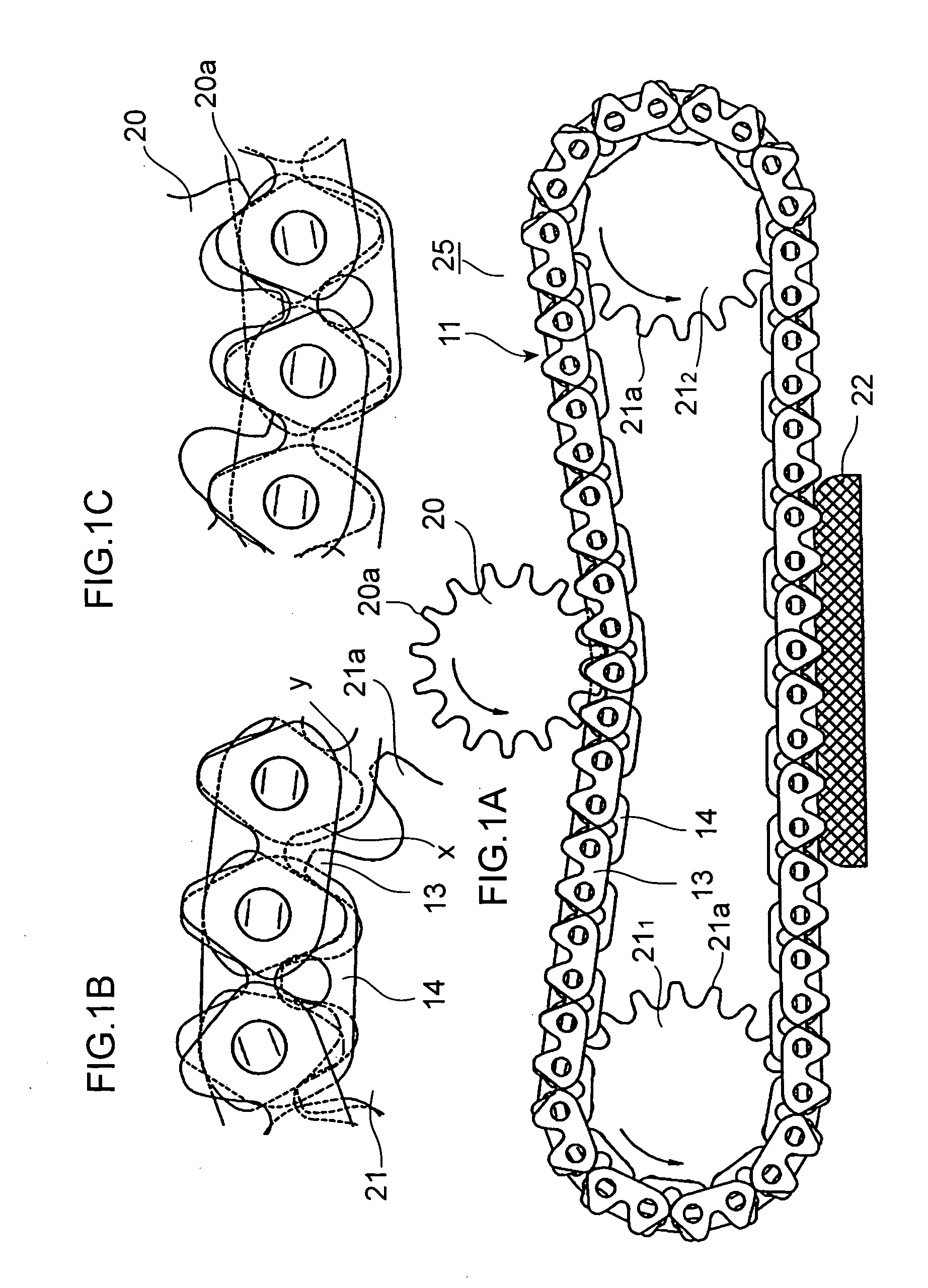 Double-face driving silent chain and silent chain power transmission device using the same