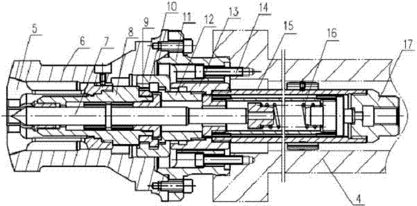 Built-in hydraulic clamping chuck for spline cold rolling machine tool and assembly method