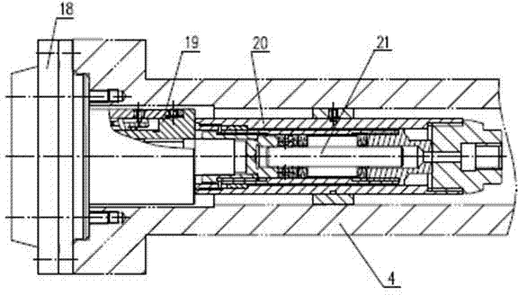 Built-in hydraulic clamping chuck for spline cold rolling machine tool and assembly method