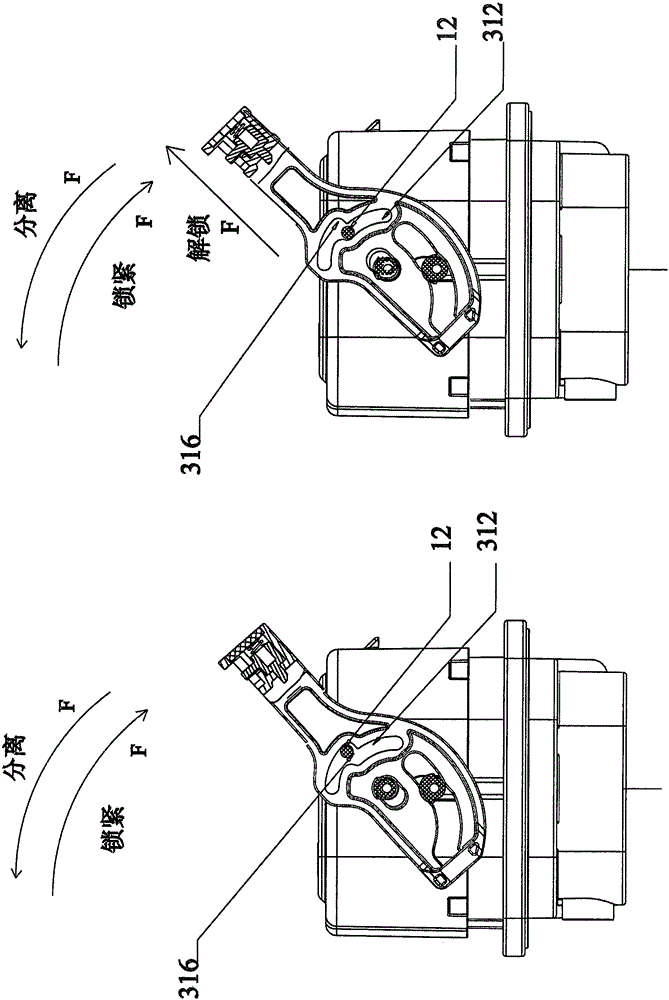 Step-by-step locking device for plug of novel electric car connector