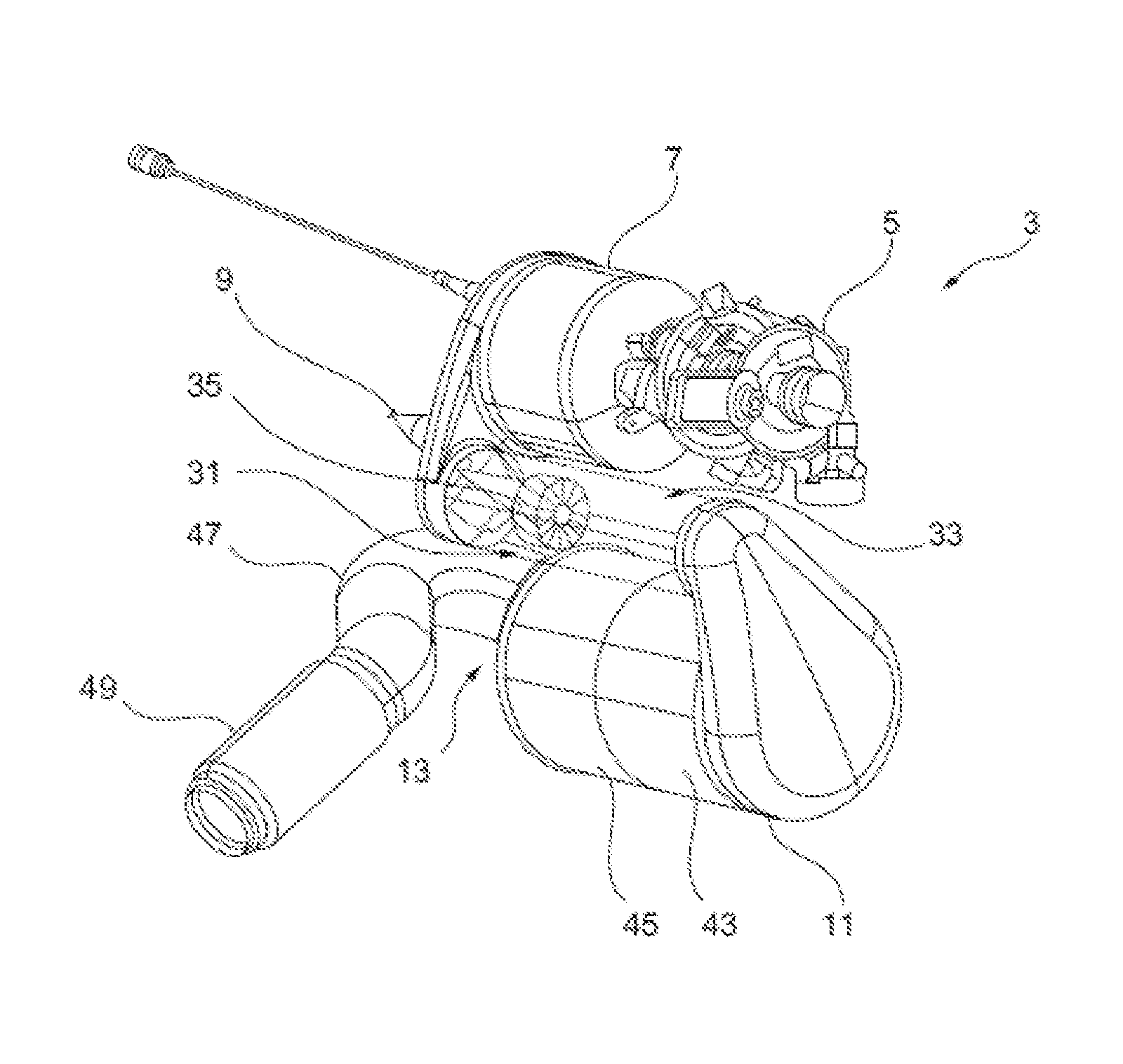 Cylinder block arrangement with an exhaust gas system