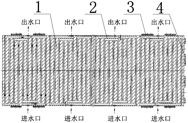 Four-inlet four-outlet hot press plate