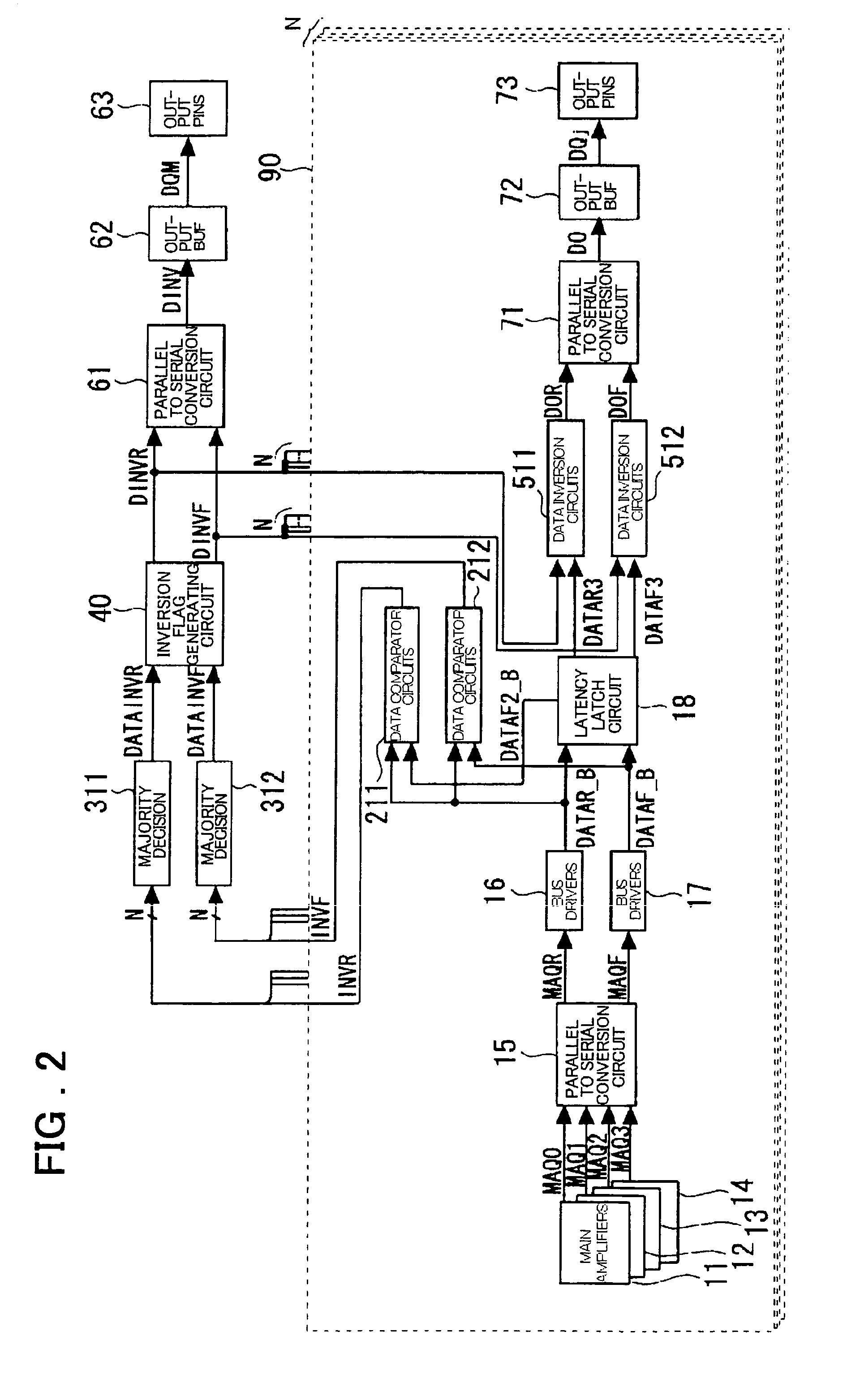 Data inversion circuit and semiconductor device