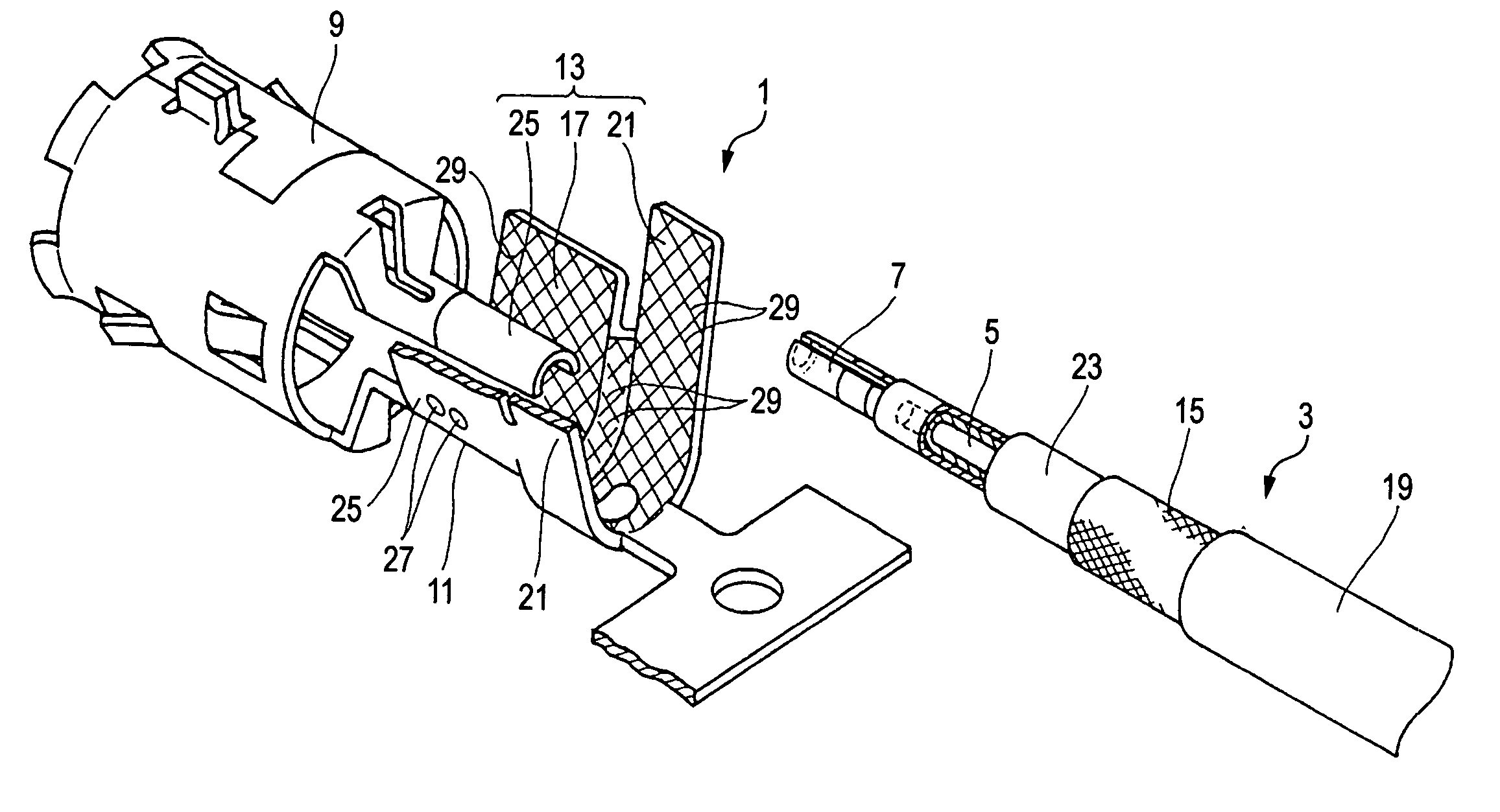 Coaxial cable shielding terminal