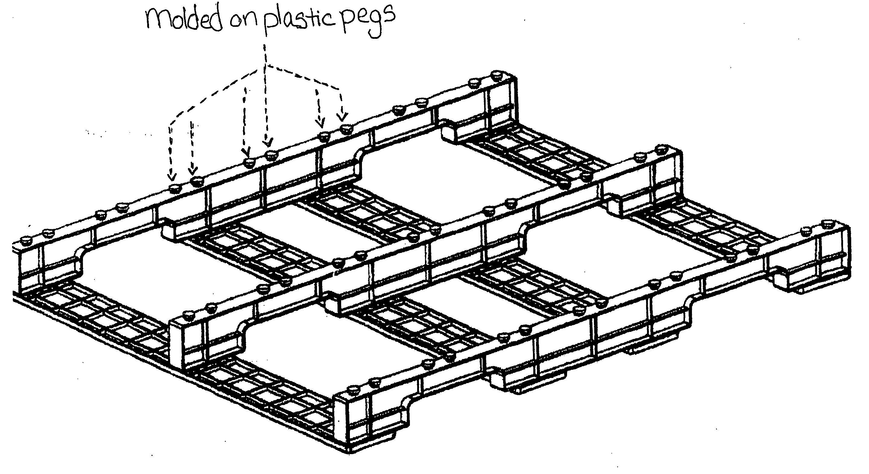 Easily assembled and repairable plastic shipping pallet