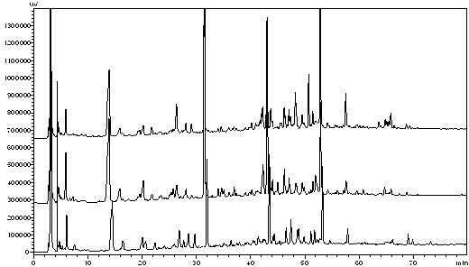 Method for building quality control chromatography fingerprint maps of traditional Chinese medicine herbal tea and herbal medicine beverage products