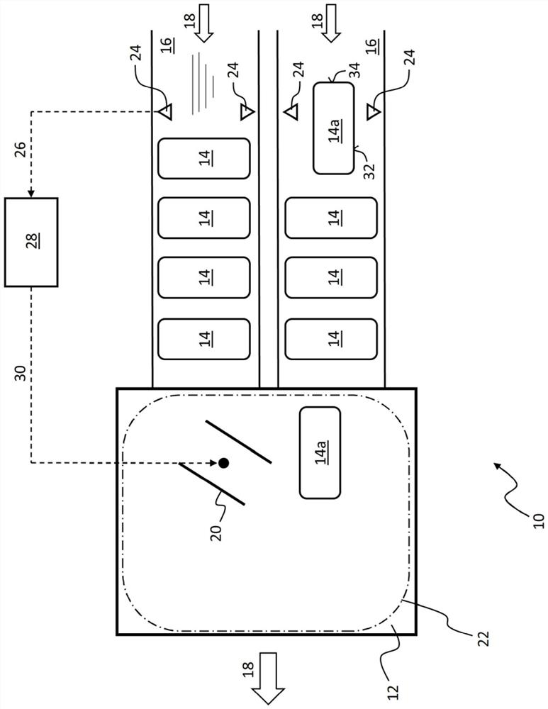 Apparatus and method for handling piece goods moving in at least one row