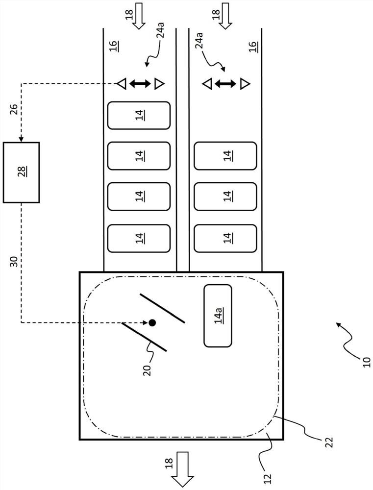 Apparatus and method for handling piece goods moving in at least one row