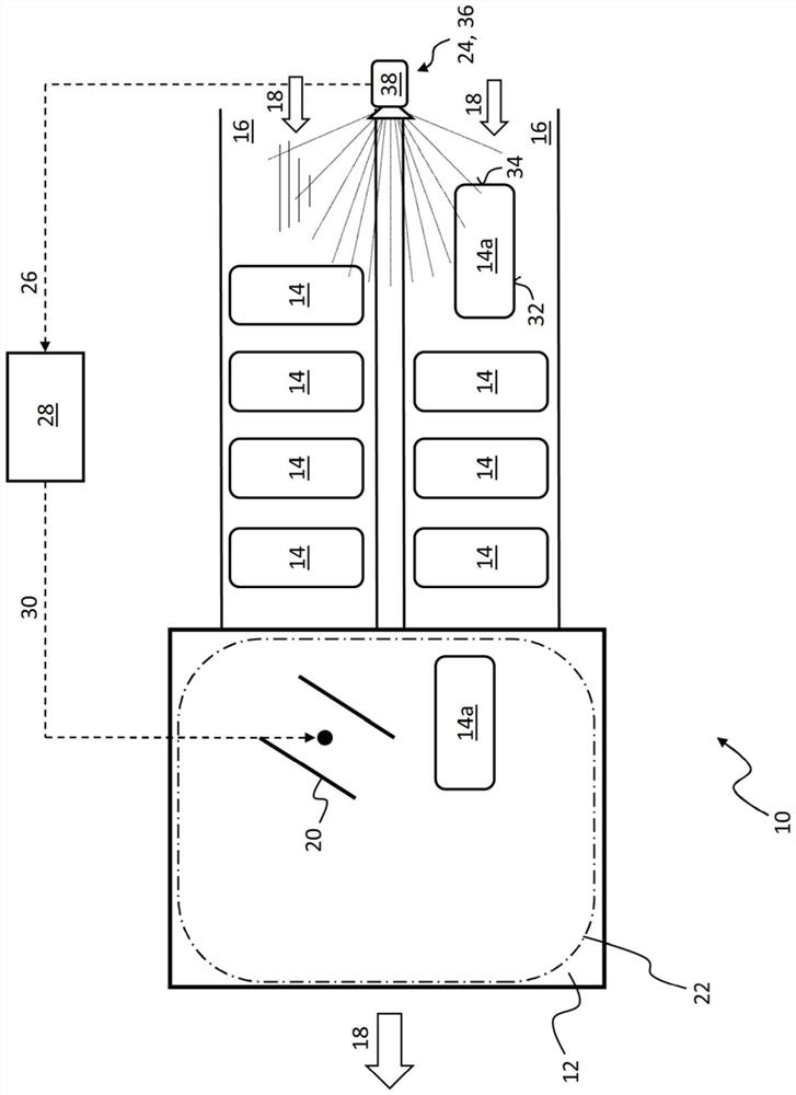 Apparatus and method for handling piece goods moving in at least one row