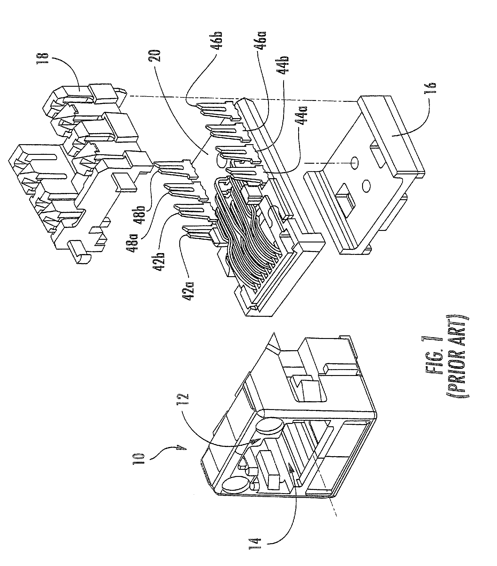 Communications jacks with compensation for differential to differential and differential to common mode crosstalk