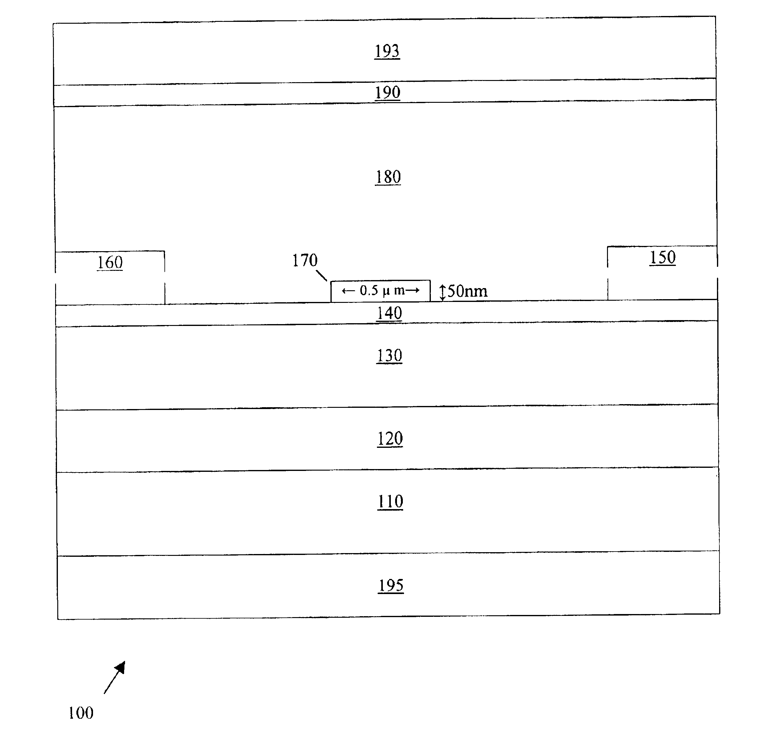 Narrow lateral waveguide laser