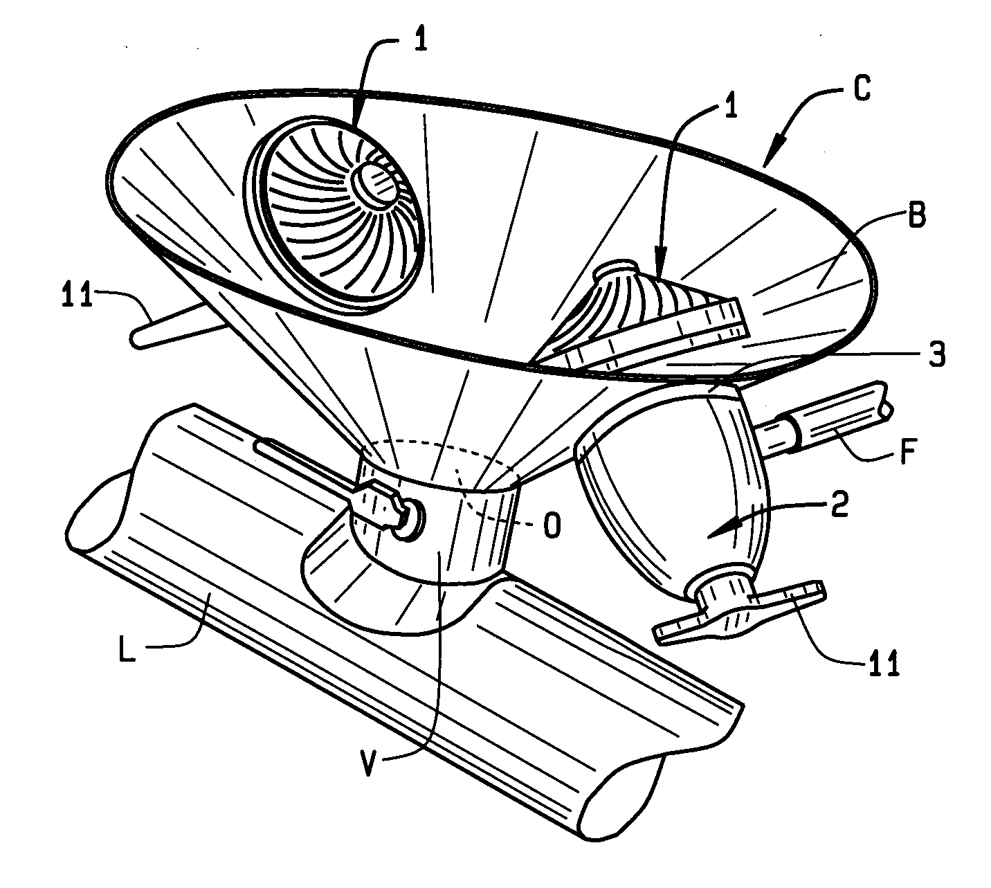 Aerator device inducing cyclonic flow