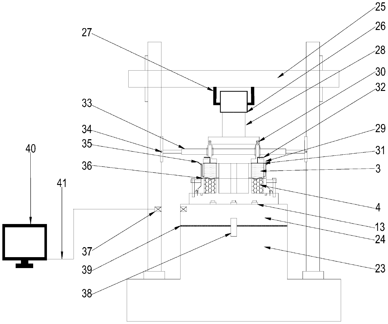 Ring shear apparatus testing system for land-rock contact face