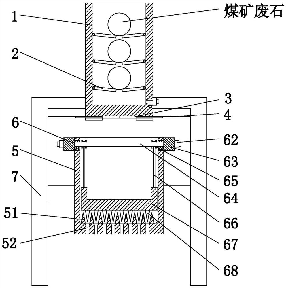 A coal mining waste rock solid material heating and crushing processing system