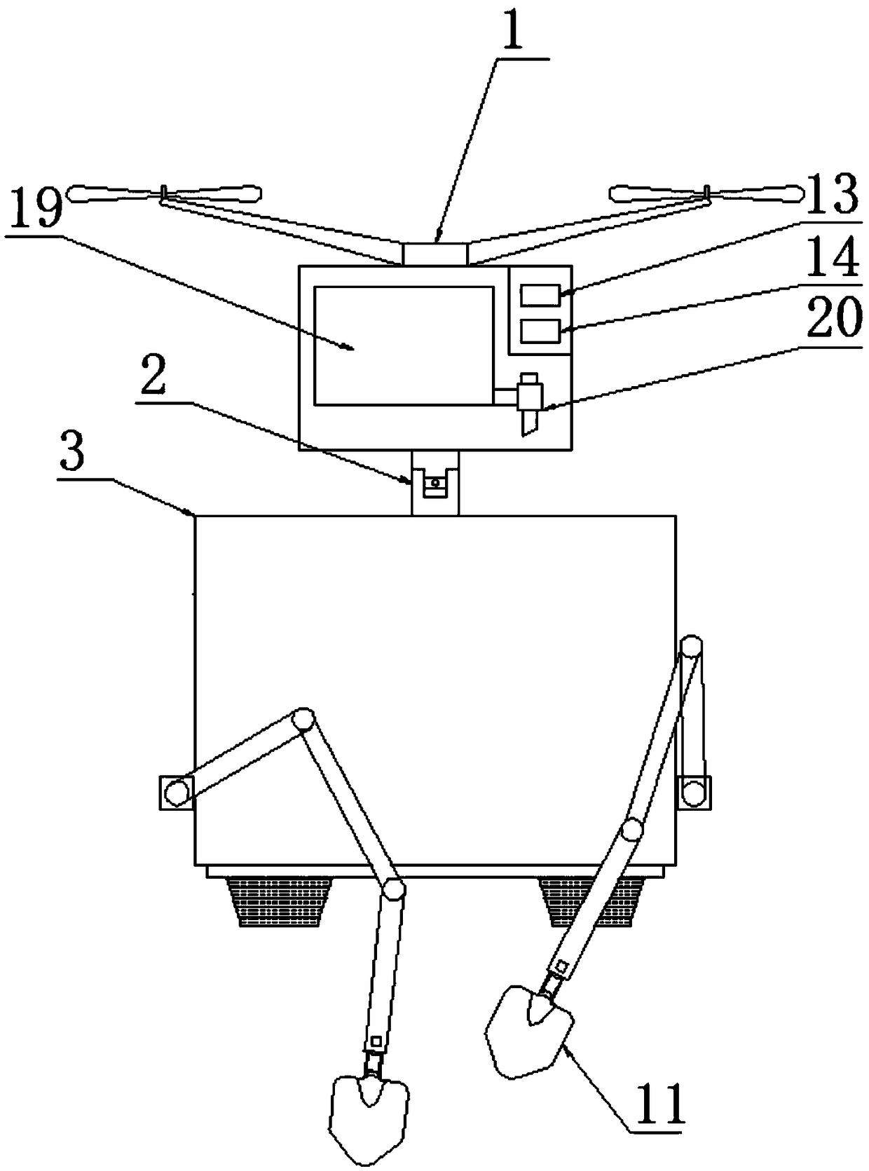 Underground crop excavating device for agricultural receiving and working method thereof