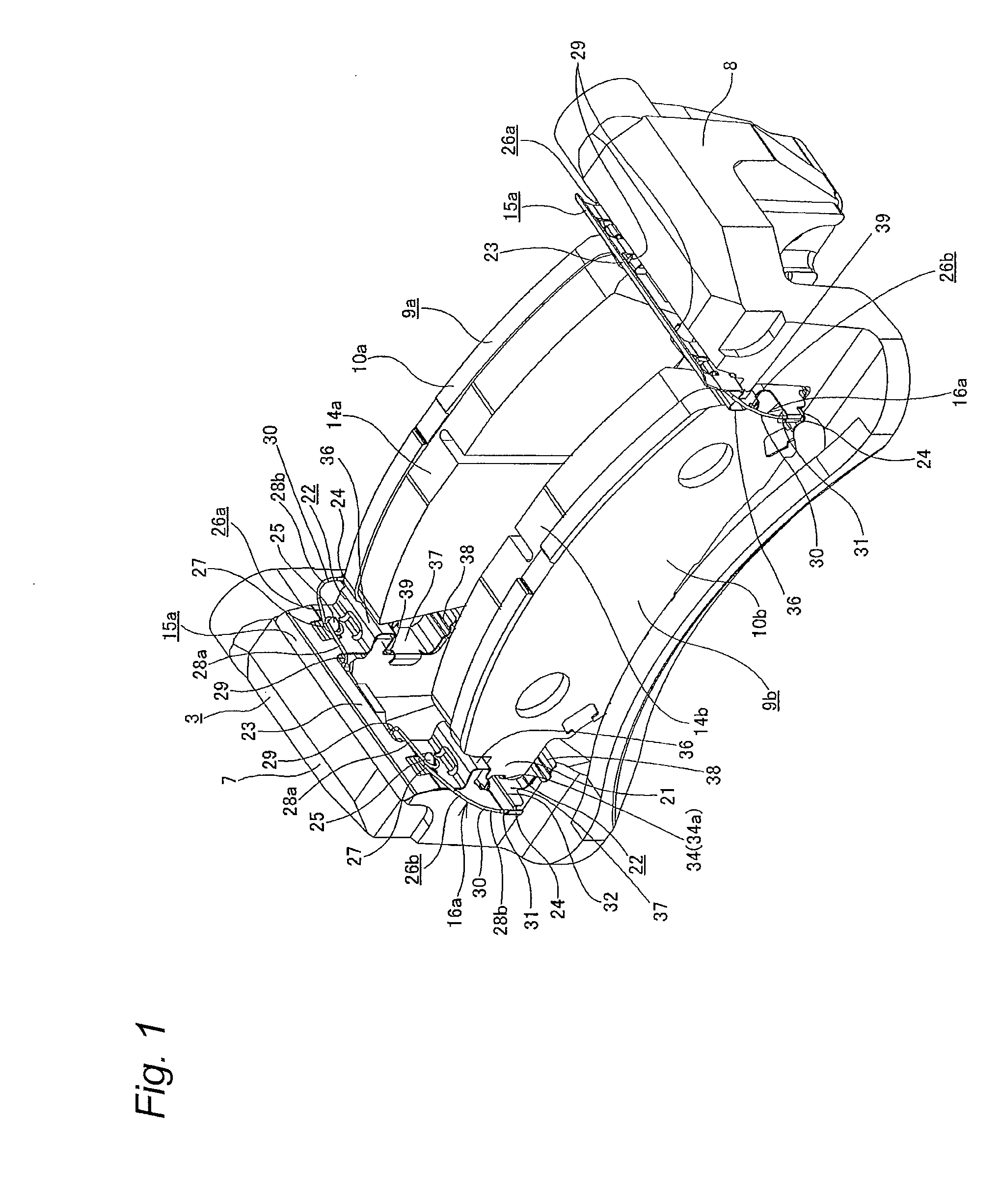 Floating disc brake, method of assembling same, and assemblies consisting of pad clips and return springs