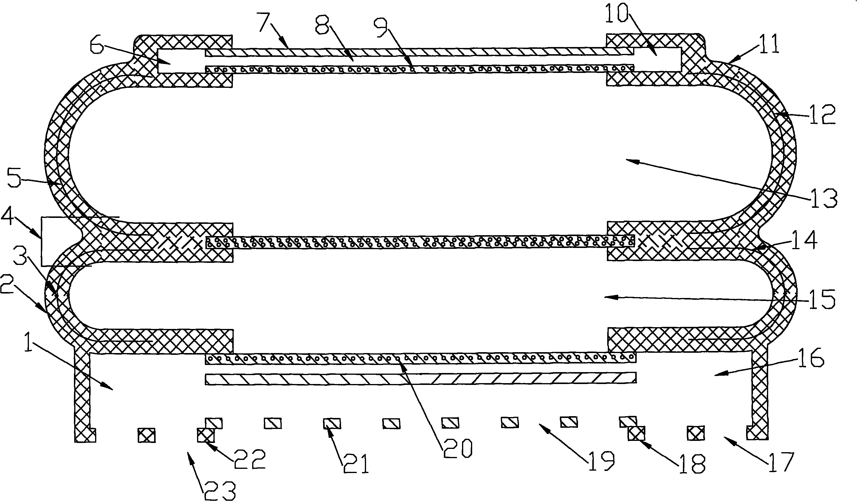 All-plastic pressure-bearing dual-cycle double-barrelled water tank liner