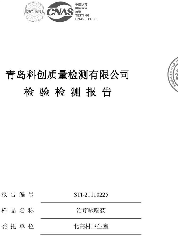 Medicine for treating cough and asthma and preparation method thereof