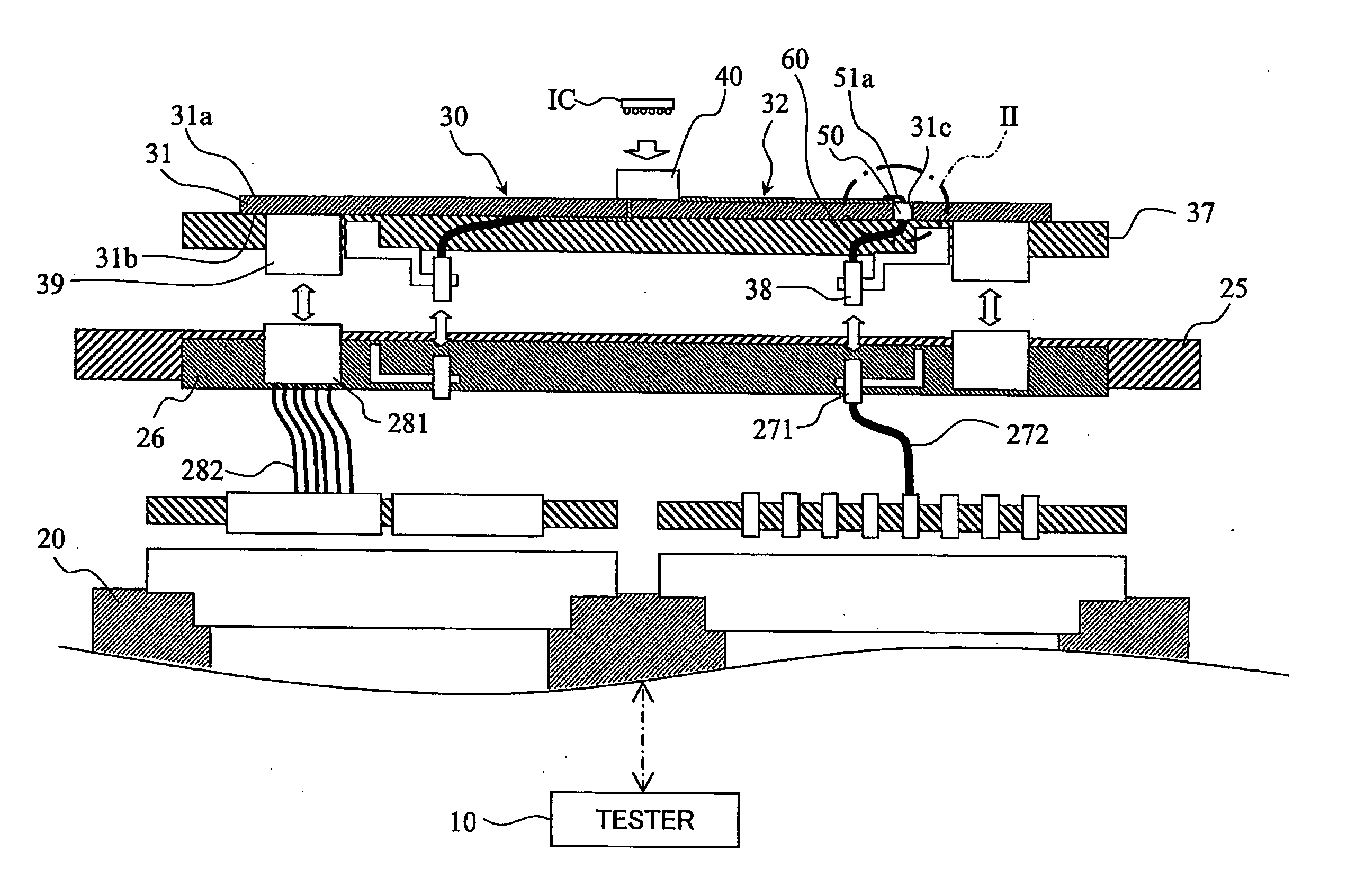 Measurement board for electronic device test apparatus