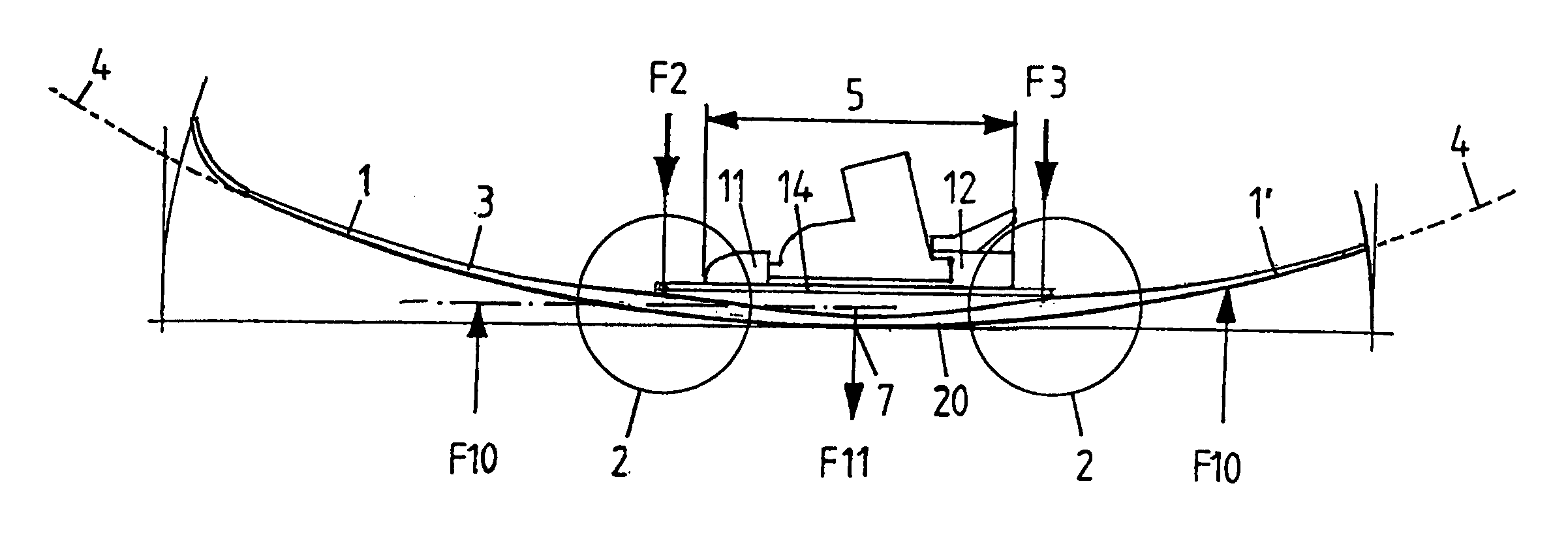 Ski spot apparatus with integrated force transmission system