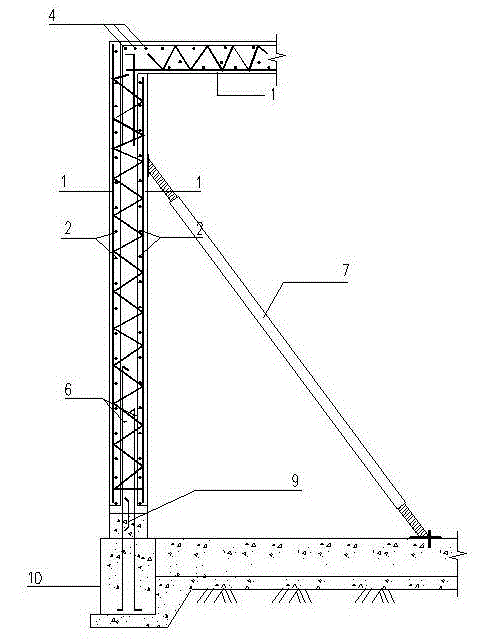 Prefabricated assembled superposed plate type concrete shear wall and construction method thereof