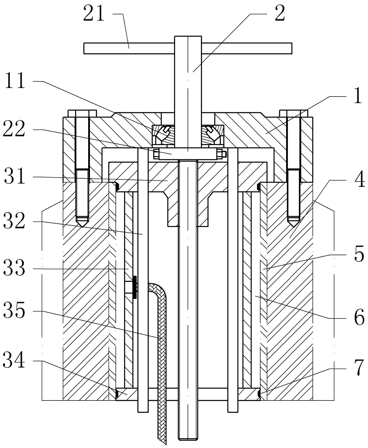 A dismantling device for a high-pressure gas storage tank