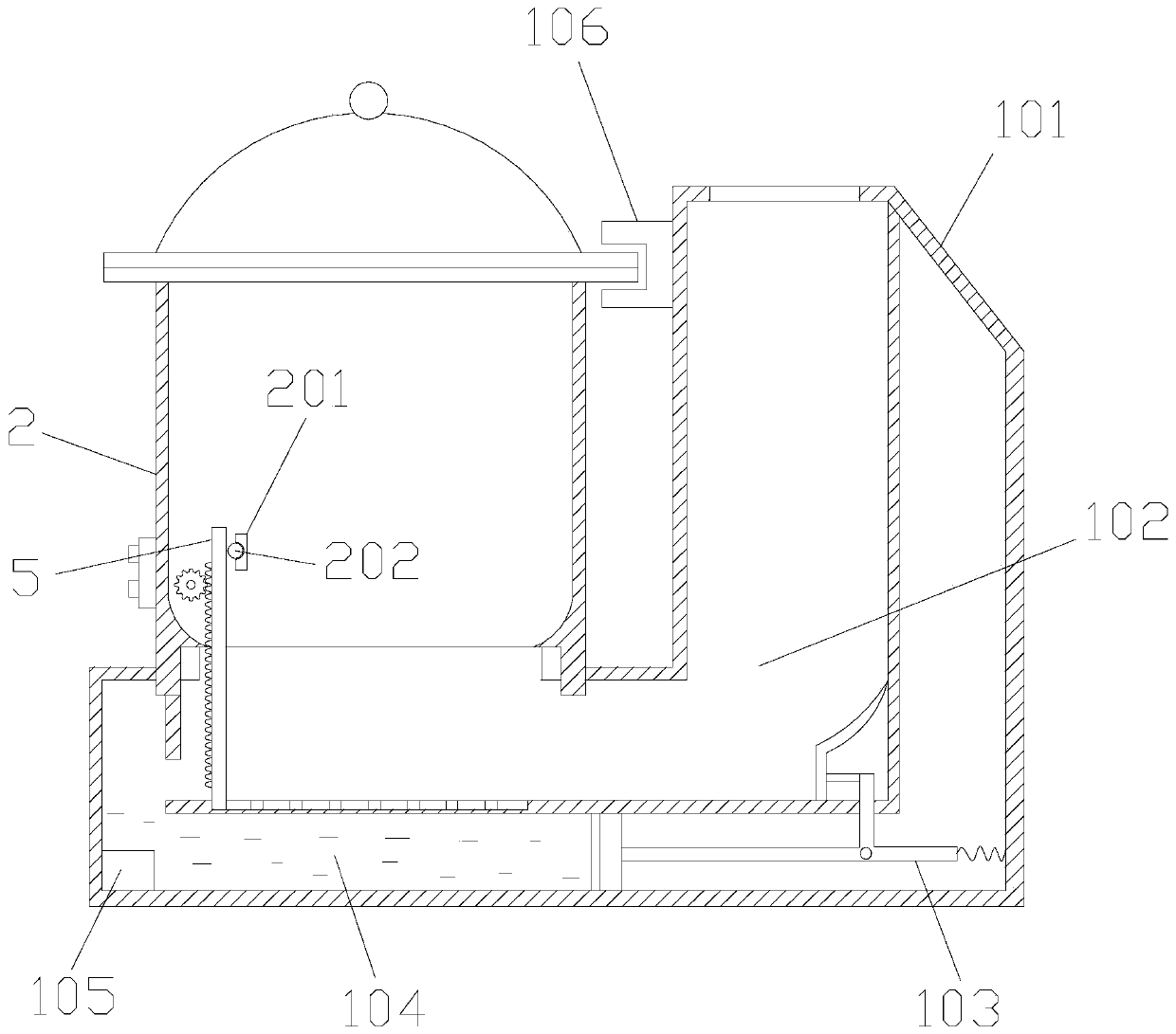 Raw vegetable processing boiling device for fast food restaurant