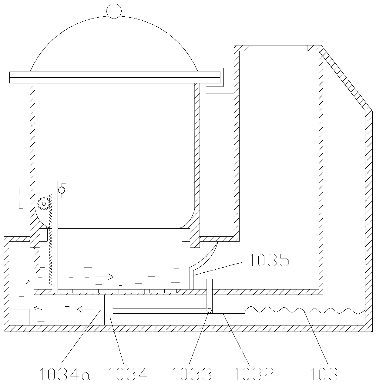 Raw vegetable processing boiling device for fast food restaurant