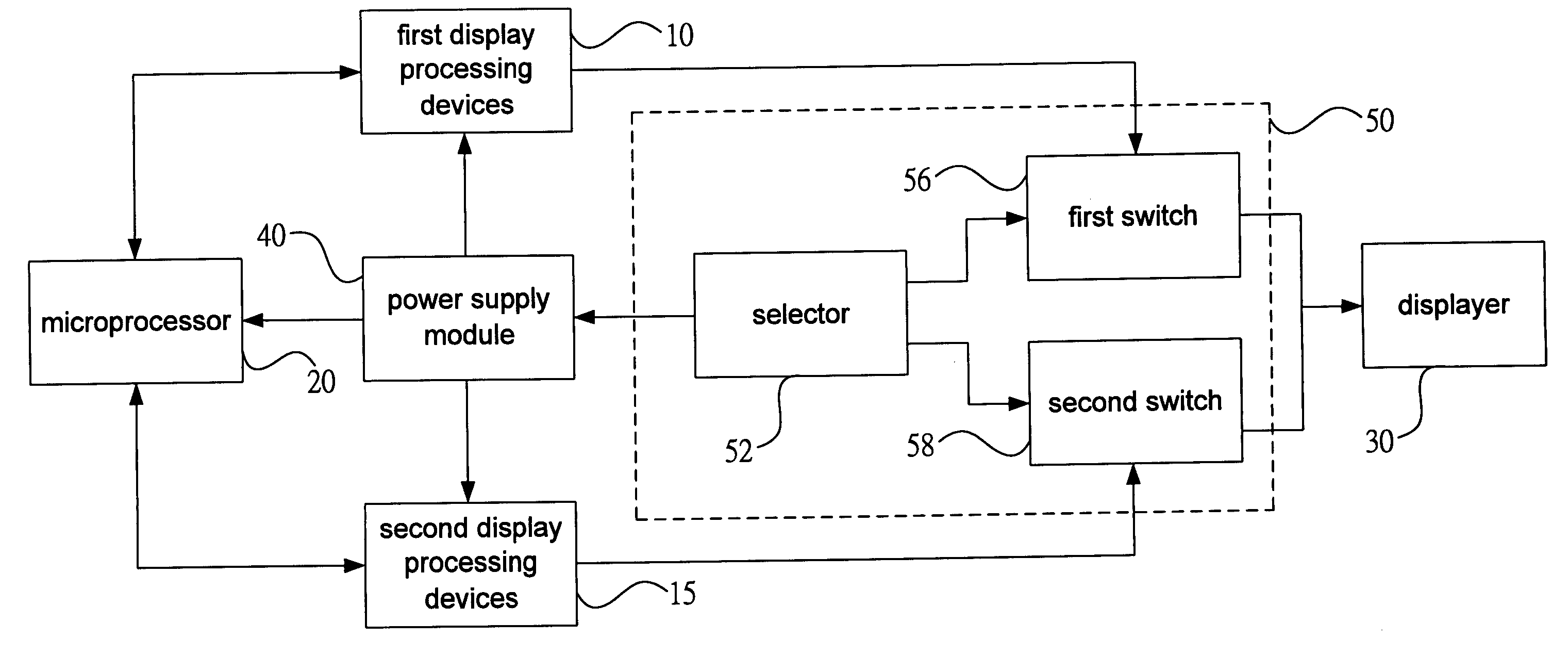 Display processing switching construct utilized in information device